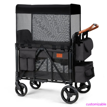 Wagon Stroller for 2 Kids, High Seat & 5 Point Harness, Foldable All-Terrain Wagon for Toddler with Canopy, Parent Organizer