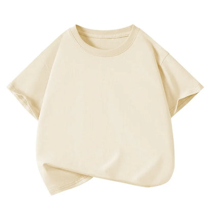 Girls Boys Short Sleeve T Shirts Kids Pure Cotton Summer Oversized Tops Children Teens Solid Casual Crewneck Basic Tees 3-14Y