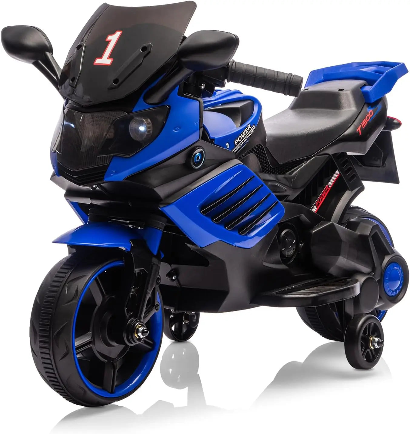Kids Ride On Motorcycle, 6V Electric Motorcycle, w/Horn, Headlight, Music, Training Wheels, Ride On Toys for Kids Boys Girls