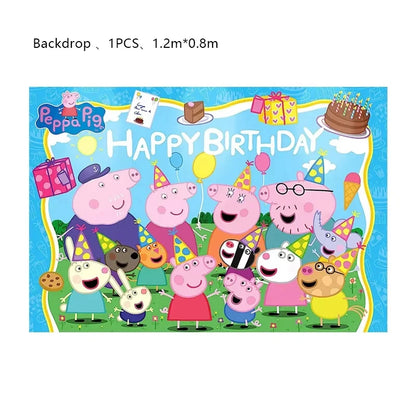 Peppa Pig Birthday Party Decorations Balloons Plate Cup Banner Tableware Set for Baby Shower George Page Party Favors Kids Gifts
