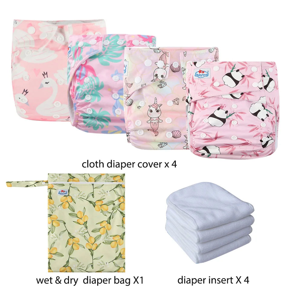 Babyland New Waterproof Baby Cloth Diaper Kit with Inserts & Wet Bags | Economical Washable Nappy System (0-36 Months)