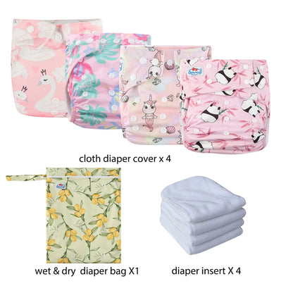 Babyland New Waterproof Baby Cloth Diaper Kit with Inserts & Wet Bags | Economical Washable Nappy System (0-36 Months)