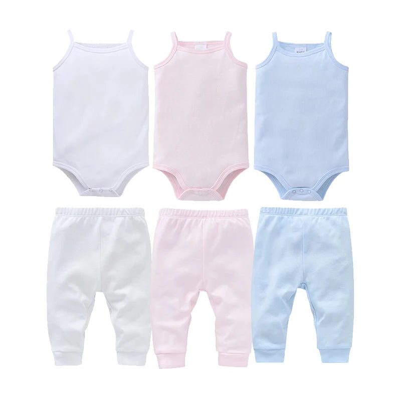 100% Cotton Baby Bodysuit Set for Girls Solid White Sleeveless Rompers (0–24 Months), Available in 1–6 Pieces