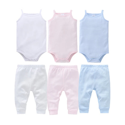 100% Cotton Baby Bodysuit Set for Girls Solid White Sleeveless Rompers (0–24 Months), Available in 1–6 Pieces