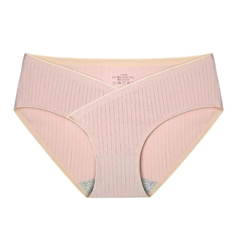 Stripe Cotton Low Waist Belly Maternity Panties Plus Size Seamless Pregnant Women