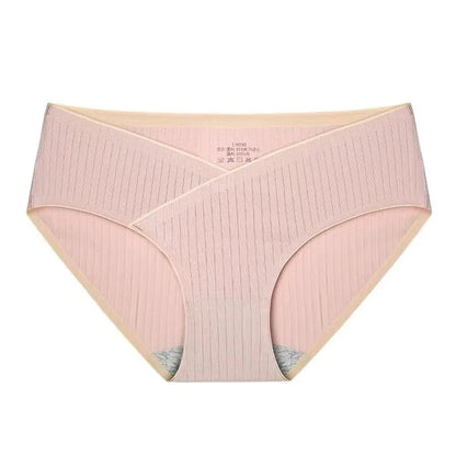 Stripe Cotton Low Waist Belly Maternity Panties Plus Size Seamless Pregnant Women