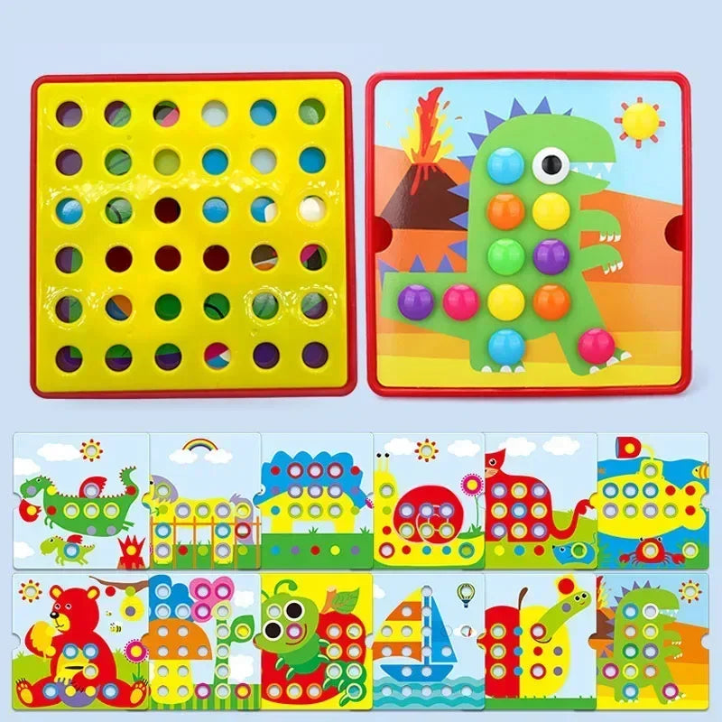 3D Mushroom Nail Puzzle Jigsaw Toys Baby Toys Cartoon Animal Puzzles Games Kids Early Educational Toys