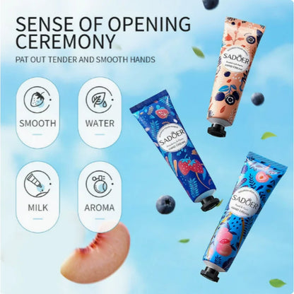 5Pcs/Pack Fruit Plant Fragrance Hand Cream Sets Moisturizing Lasting Repair
