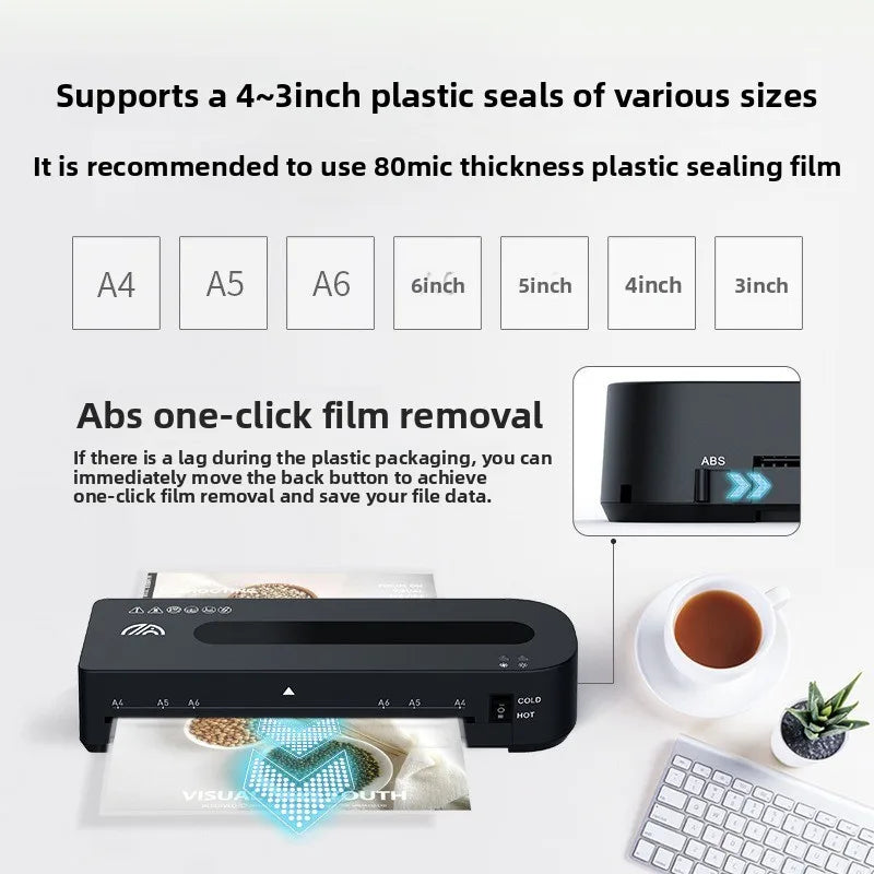A4/A5/A6 Professional Hot and Cold Office Laminating Machine for Document Photo Sealing Machine Desktop Overmolding Machine