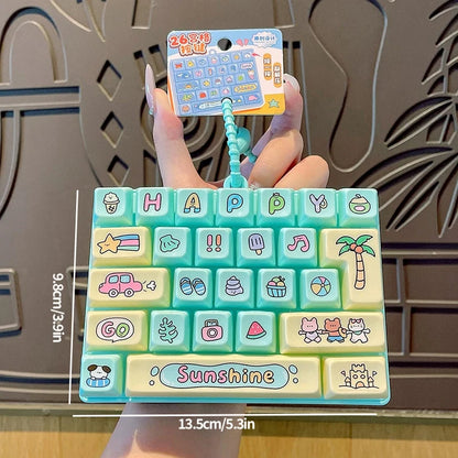 26-keycap Keyboard Keychain Button Clicker Decompression Toy Cartoon Anti Stress Keyboard Keychains Pendant Fidget Toys Gifts