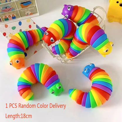 3D Slug Fidget Toy Colorful Slug Snail Flexible All Ages Relief Anti-Anxiety Sensory Toys for Children