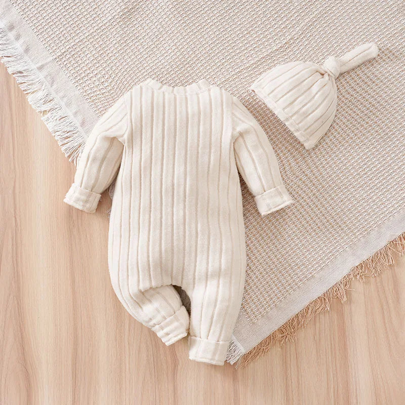 Winter Baby Toddler Onesie & Hats Button Bear Warmth Lovely 0-18 Months Newborn Knitted Romper Round Neck Soft