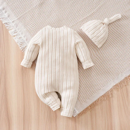 Winter Baby Toddler Onesie & Hats Button Bear Warmth Lovely 0-18 Months Newborn Knitted Romper Round Neck Soft