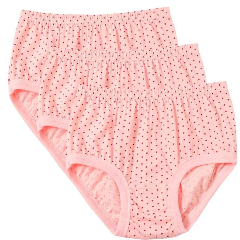 3pcs Pure Cotton Women Panties Large Size High Waist Underwear Plus Size Female
