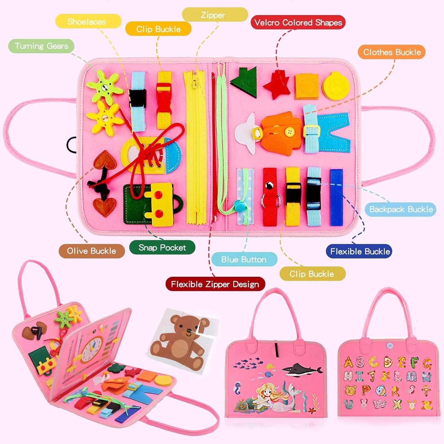 Sensory Play Board Busy Board Leaning Toys For Toddlers Foldable Sensory Toy Toddler Activity Board-Educational Learn