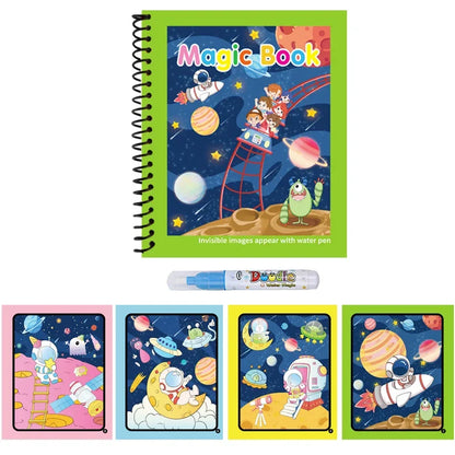1pcs Kids Graffiti Picture Book with Refillable Water Pen Magic Water Painting Sensory Early Education Puzzle Drawing Toy