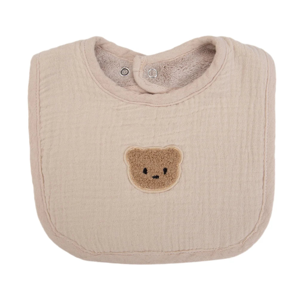 Cute Bear Cotton Baby Bibs Saliva Towel U-Absorbent Pockets Children Kids Boys Girls Feeding Burp Clothes