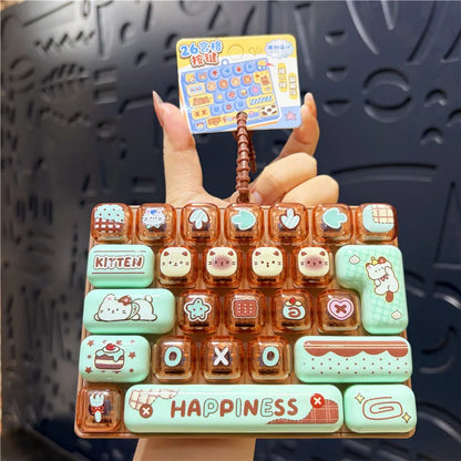 Hot Anime 26-Key Keyboard Keychain Stress Relief Fidget Toy Keyboard Button Finger Clicker Backpack Charms Christmas Gift