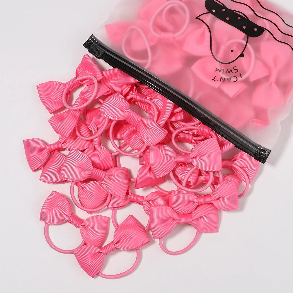 5/10/20Pcs/Lot Baby Bows Ribbon Hair Rubber for Girls Ties Elastic Hairbands Infants Pigtail Holders Hair Accessories Wholesale