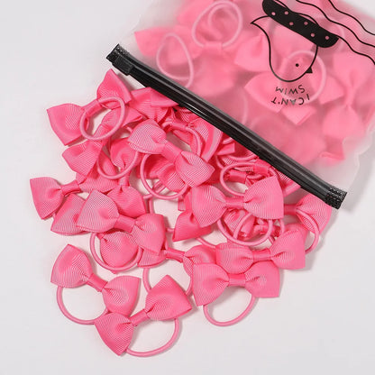 5/10/20Pcs/Lot Baby Bows Ribbon Hair Rubber for Girls Ties Elastic Hairbands Infants Pigtail Holders Hair Accessories Wholesale