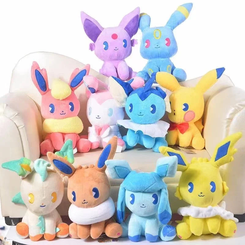 A set of combination sales Eevee Collection Pokemon Glaceon Leafeon Sylveon Plush  Espeon Umbreon Flareon Vaporeon Stuffed Doll