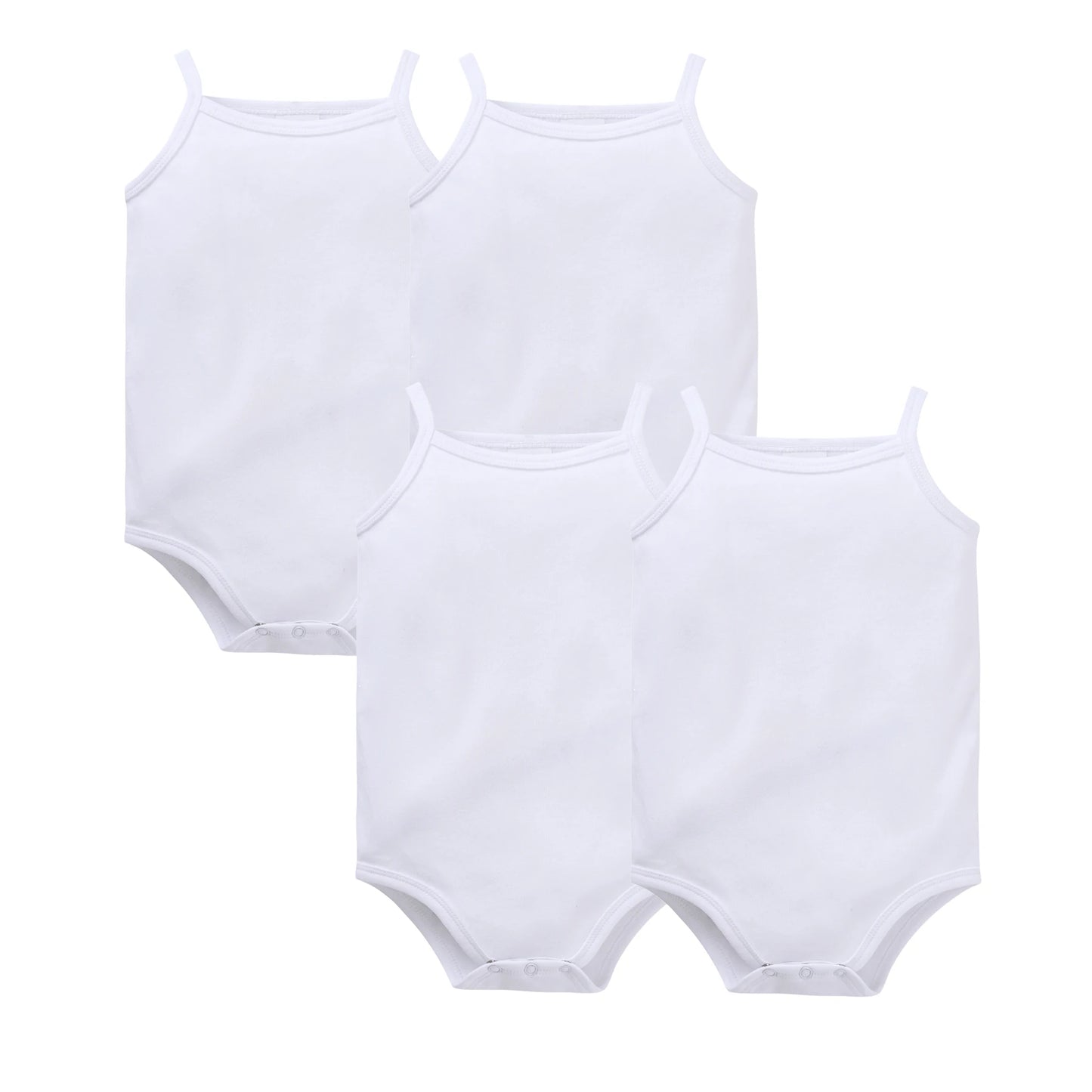 100% Cotton Baby Bodysuit Set for Girls Solid White Sleeveless Rompers (0–24 Months), Available in 1–6 Pieces