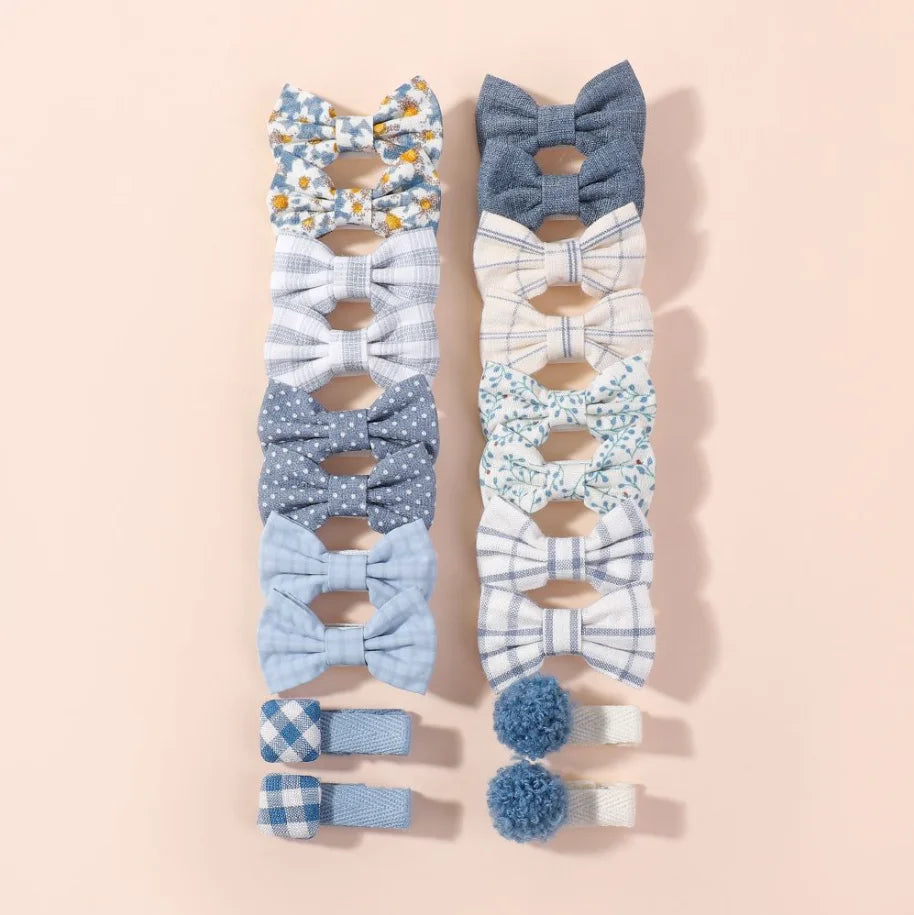 BABY BOWS 20Pcs/set Handmade Fabric Printed Barrette Boutique Mini Boutique Bangs Bow Hair Clip Ins Daisy Hairgripes