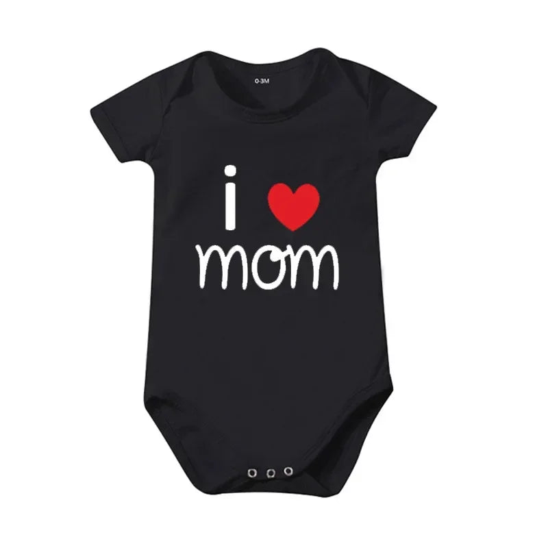 Pure Cotton I Love Mom Newborn Rompers  I Love Dad Baby Romper Twins Matching Bodysuit Summer for 0-24 Months Baby Clothes