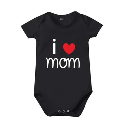 Pure Cotton I Love Mom Newborn Rompers  I Love Dad Baby Romper Twins Matching Bodysuit Summer for 0-24 Months Baby Clothes