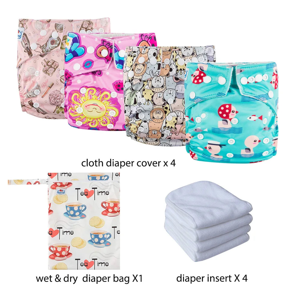 Babyland New Waterproof Baby Cloth Diaper Kit with Inserts & Wet Bags | Economical Washable Nappy System (0-36 Months)
