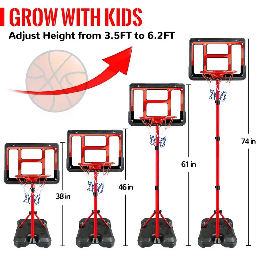 Basketball Hoop with Stand, Adjustable Basketball Set, Toddler Basketball Toys for Age 3 4 5 6 7 8, Indoor Outdoor Backyard