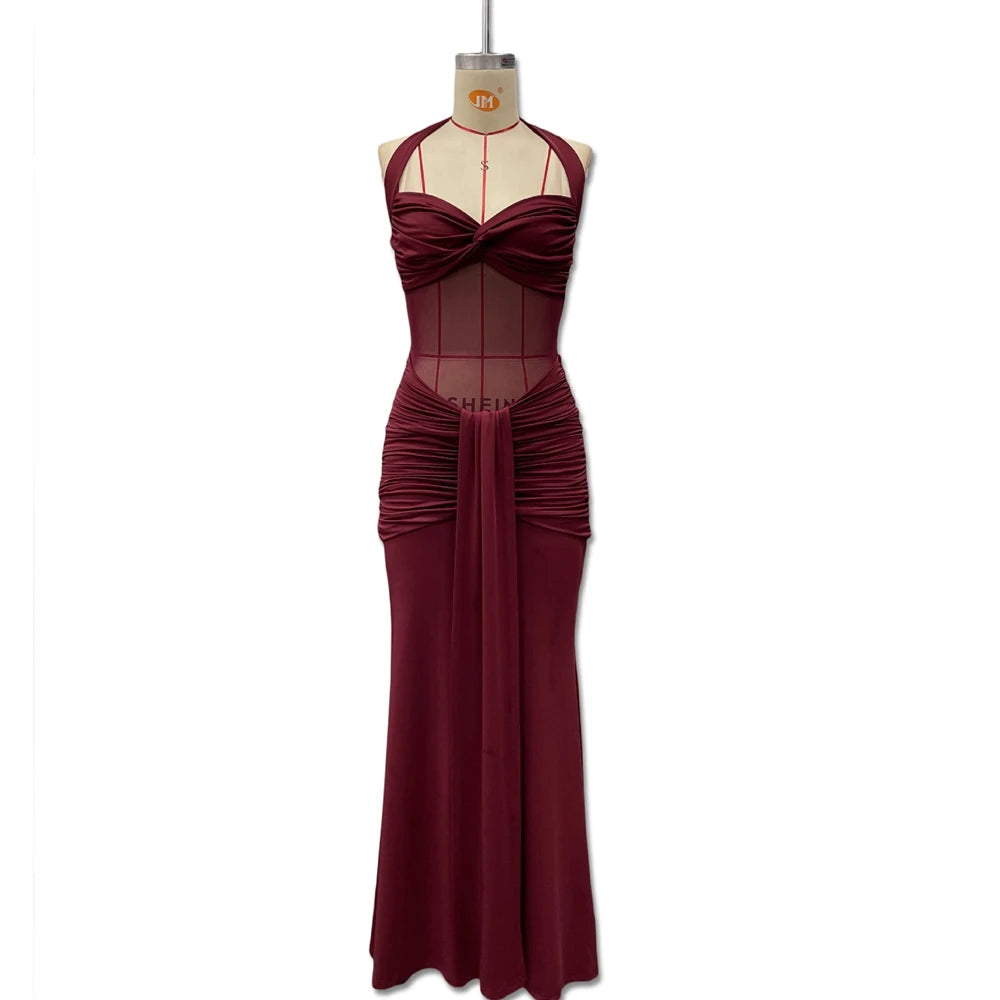 Fairy Maternity Photoshoot Halter Maxi Dress Backless Draped Gown Sleeveless Ruched Pregnancy Outfit Baby Shower Photo Clothes