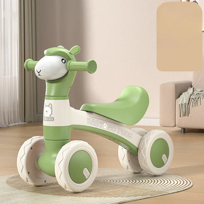 Anti-Tip Baby Balance Bike No Pedal Four Wheel Toddler Walker Silent Glider Walker Toy Ride-On Toy Indoor Outdoor Sports Toy