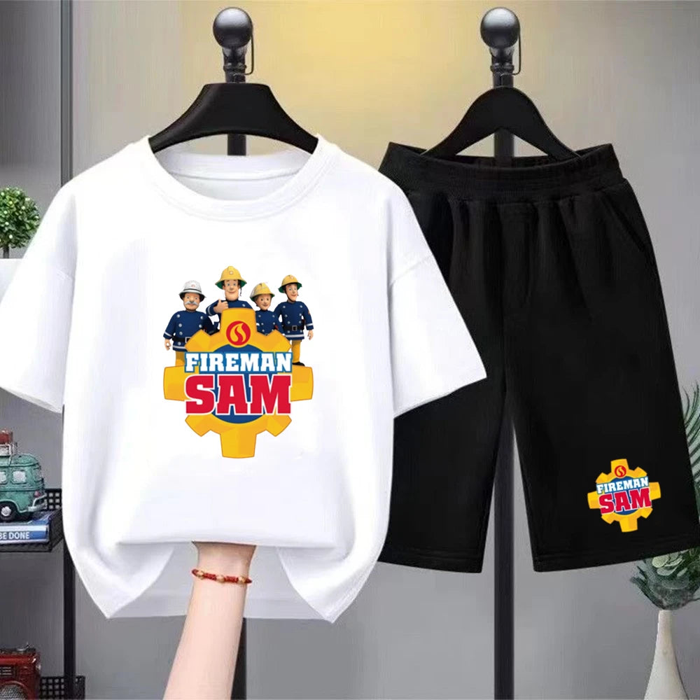 Kids Round Neck Black T-shirt Shorts Fashion Short-sleeved Toddler 3-12Y Casual Summer Set