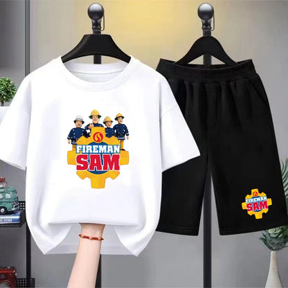 Kids Round Neck Black T-shirt Shorts Fashion Short-sleeved Toddler 3-12Y Casual Summer Set