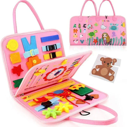 Montessori Kids Travel Toy Felt Activity Quiet Busy Board for Basic Dress Motor Skill Activity Educational Sensory Learning Book
