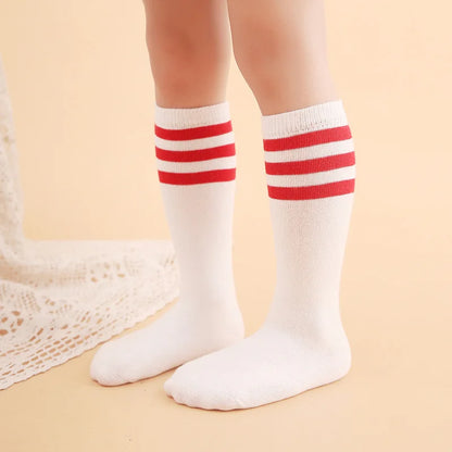 Boys Sports Sock Striped Children Cotton Socks Knee High Breathable Baby Stocking Kids School Uniform 0-7Years
