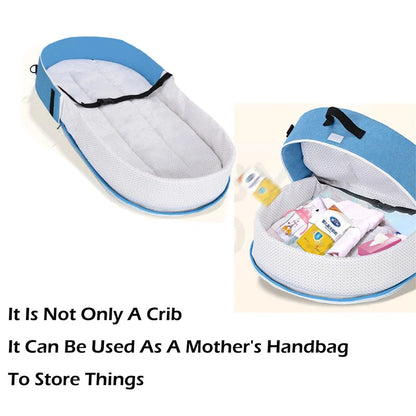 Baby Bed Crib Convenient Folding Anti-crush Middle Bed with Mosquito Net Comfortable Mattress Travel Crib for Newborn Camping