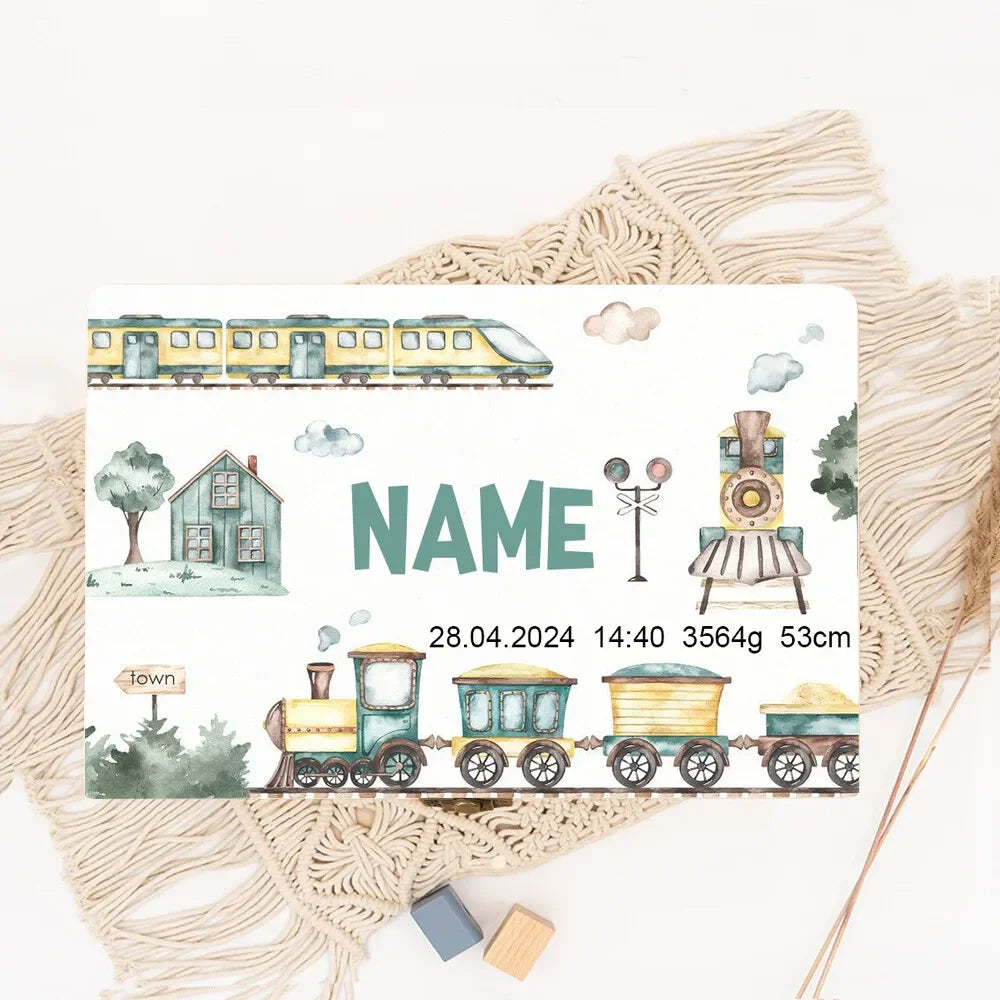Custom Baby Wooden Memory Box Newborn Shower Gift Personalized Transport Infant Keepsake Case Birth Stats Box Umbilical Cord Box