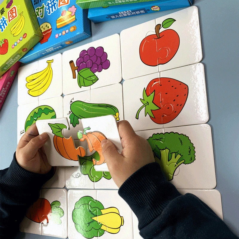 Baby Puzzle Toys for Children Animals Fruit Truck Graph Card Matching Games Toys for Kids 1 2 3 Years Old Boys Girls
