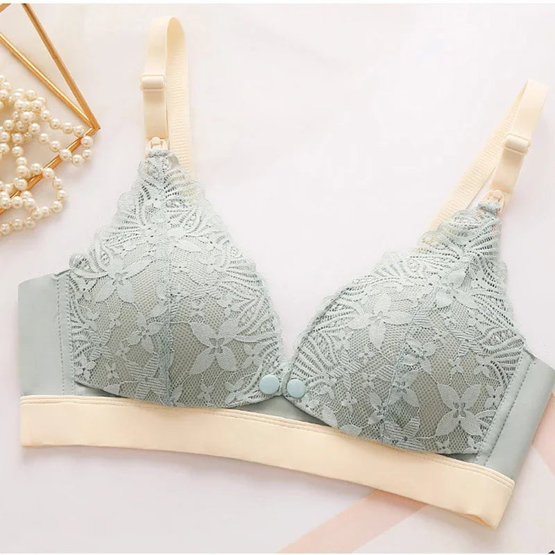 Ladies' Seamless Thin Maternity Bra Gathered Comfortable Front-open Design for Postpartum Breastfeeding