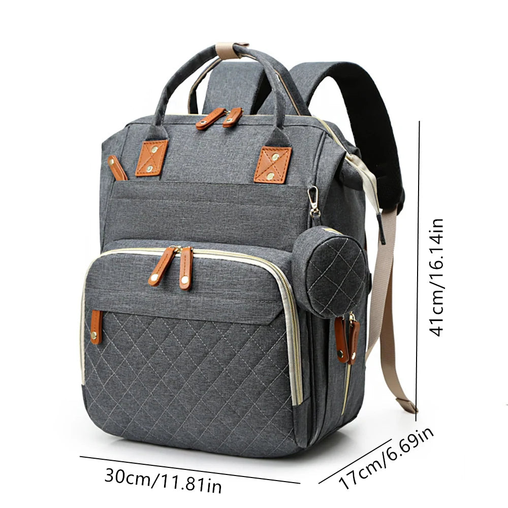 Fashionable Quilted Large-Capacity Backpack Mommy Bag; Multi-Functional Mommy Backpack for Traveling, Mother and Baby Bag; Lightweight Multi-Compartment Diaper Bag with Snack Pacifier Bag