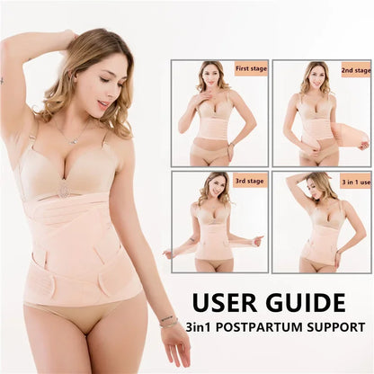 Postpartum Body Shaping Belt Set Women Tummy Control Three Comfortable Soft Breathable Trainer Recovery Body Shaper
