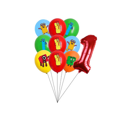 Number Birthday Decorations Building Blocks Tablecloth Banner Spiral Cake Topper Balloon for Kids Baby Shower Supplies Gifts