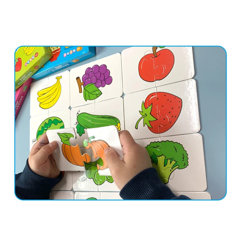 Baby Puzzle Toys for Children Animals Fruit Truck Graph Card Matching Games Toys for Kids 1 2 3 Years Old Boys Girls