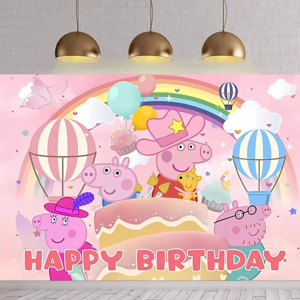 Peppa Pig Birthday Party Decorations Balloons Plate Cup Banner Tableware Set for Baby Shower George Page Party Favors Kids Gifts
