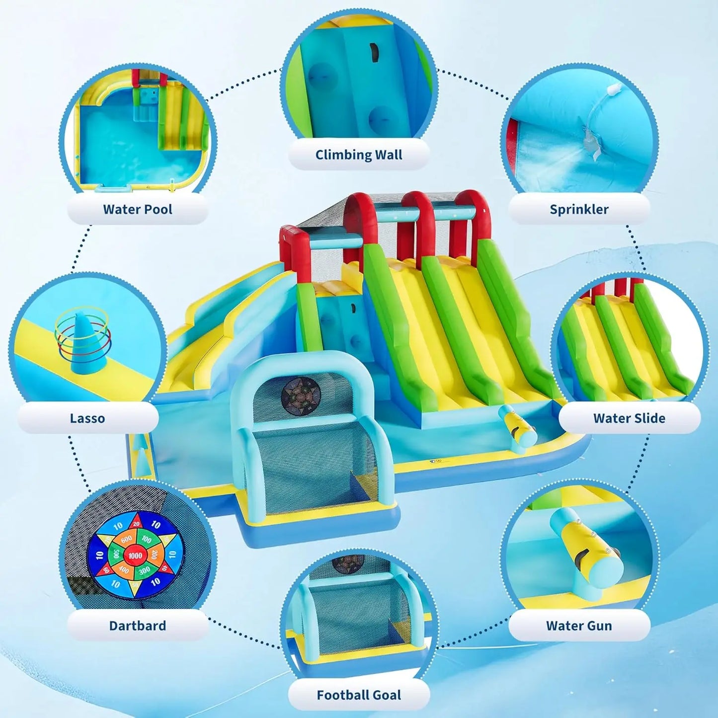 Inflatable Bounce House Oxford Fabric Bouncy Castle with Blower for Kids