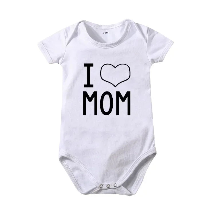 Pure Cotton I Love Mom Newborn Rompers  I Love Dad Baby Romper Twins Matching Bodysuit Summer for 0-24 Months Baby Clothes