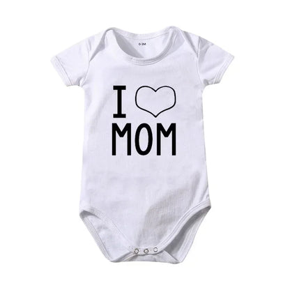 Pure Cotton I Love Mom Newborn Rompers  I Love Dad Baby Romper Twins Matching Bodysuit Summer for 0-24 Months Baby Clothes