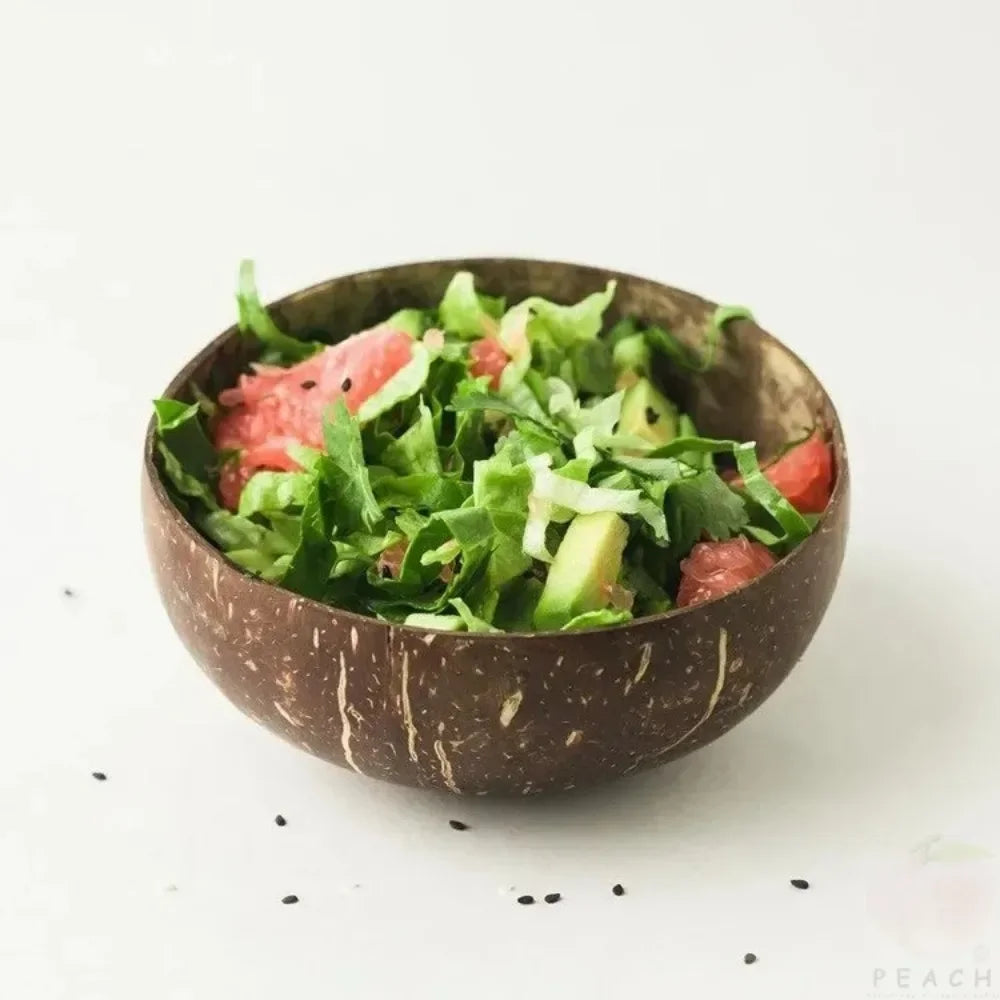 Polished Coconut Bowls and Wooden Spoon Sets Natural Coconut Salad Smoothie Bowls for Kitchen Women Gifts Decoration